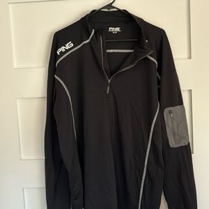 Men’s golf, king quarter zip black with PING logo